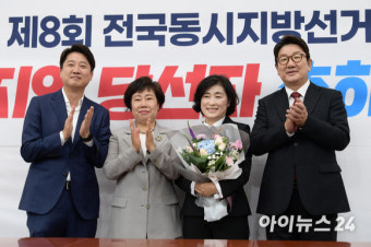 [포토]제8회 동시지방선거 호남 당선자 축하하는 이준석-권성동
