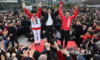 [포토]김영주-박용찬 후보 지지 호소하는 한동훈 비대위원장