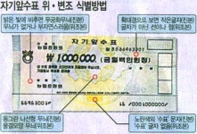 앗! 가짜수표···100만원券 50여장 발견