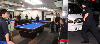 6·10 촛불행진 비상령 속 ‘군홧발’ 부대 경관들 당구