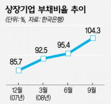 상장기업 부채비율  4년만에 100% 넘어