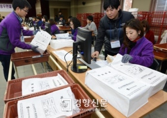 [경향포토]재외선거 투표지 국내회송 분류 작업
