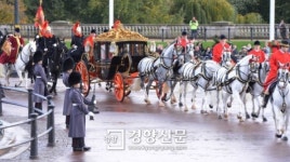 [경향포토]버킹검궁으로 들어서는 박대통령