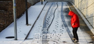 [경향포토]미끄럼타고 내려오는 언덕길