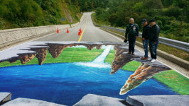 횡성 안흥 도깨비도로 트릭아트 형식 그림 그려