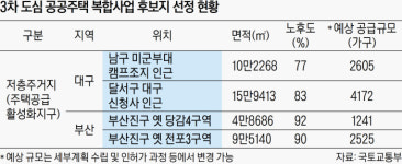 ‘도심 공공주택 복합사업’ 3차 후보지…대구 남구·달서구 각 1곳 + 부산진구 2곳