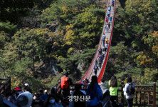 출렁다리 찾은 나들이객[포토뉴스]