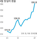 원·달러 환율 1265원 올해 최고…주가도 하락
