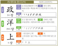 [하루에 한자씩 3월 18일] 고-정사 정(政) 중-큰바다 양(洋) 초-위 상(上)
