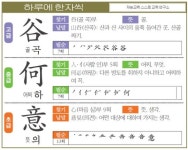 [하루에 한자씩 8월 12일] 골 곡(谷)-어찌 하(何)-뜻 의(意)