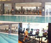 수영장 보면서 헬스 즐긴다