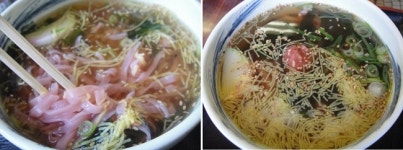 분홍 국수는 무슨 맛?