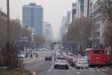 [오마이포토] 미세먼지로 뿌연 강남 일대