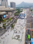 [오마이포토] 다시 열린 광화문, 하늘에서 내려다 본 광장