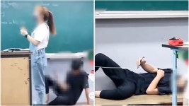 성희롱 없었다지만... 기간제담임 수업중 교단에 드러누운 중3