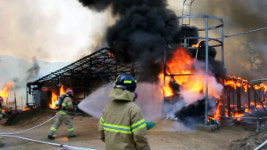 양계장에서 화재...닭 3만8천여 마리 폐사