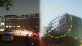 [제보컷] 학교 건물 입구로 와르르…5층 높이 철골 구조물 무너져