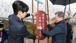 4·27 1주년 맞아 DMZ 간 文 대통령…소원카드에 평화가 경제다