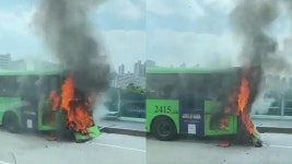 잠실대교 위 달리던 시내버스서 불…15명 긴급 대피