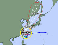 일본 기상청 오키나와 본섬 지나 한반도 쪽으로