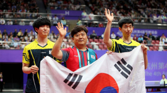 김기태 · 김창기, 장애인AG 탁구 남자 복식 금메달