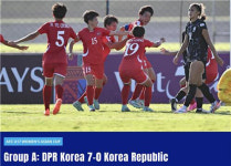 한국 여자축구, U-17 아시안컵서 북한에 7대 0 대패