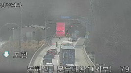 동해고속도 경주문무대왕1터널서 전기차 불, 2명 부상…통행제한