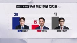 SBS 지방선거 마지막 여론조사…부산 북갑 하정우 35%, 박민식 14%, 한동훈 39%