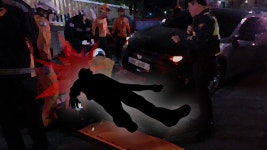 도로에 누워있던 40대 추정 남성 차에 치여 중태