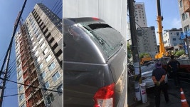 숙박시설 신축 공사장서 파이프 떨어져 차량·주택 피해