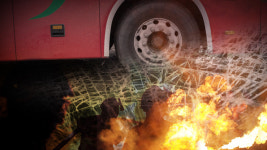 광화문대로 운행 중이던 버스 화재…“엔진 부분서 불 시작”