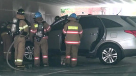 서울 중곡동 교회 주차장서 SUV 차량 화재…인명피해 없어