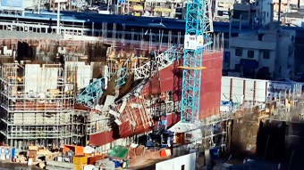 부천 아파트 공사현장 타워크레인 부러져…4명 부상