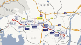 [속보] 창원-부산간 도로 지방도 1030호선 성주사 사거리~미음 교차로 부산방면 전면 통제