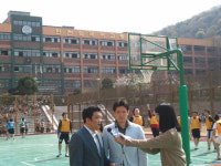 전자랜드, 지역학교 야외 코트 개장식 참가