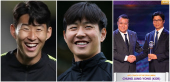 '亞축구 호령'손흥민X이강인X정정용 감독 AFC어워즈 '3관왕' 쾌거
