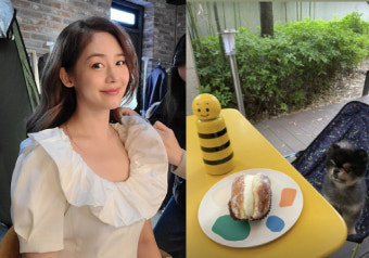 성유리, 카페 같은 테라스서 반려견과 휴식 중…'화장품CEO'의 여유