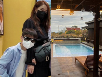 '이병헌' 이민정, 제주 가족 여행...럭셔리한 독채 펜션서 '여유'