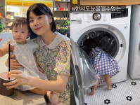 한지혜 딸, 흙 묻은 감자 맛보더니 세탁기로..헉! 한시도 눈을 뗄 수 없는
