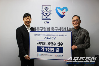 KFA축구사랑나눔재단X프로축구선수협 신영록X 유연수에 각1000만원 후원금 전달[오피셜]