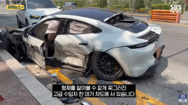 이용규 음주운전 사고 현장 모습..구겨진 고급 수입차 형체 알아보기 힘들 정도