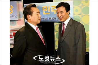 신경전 벌이는 이인제-김민석 후보