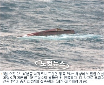 제주해상 어선충돌…1명 사망·2명 실종