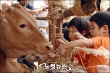 꼬마와 송아지, 여물 신경전