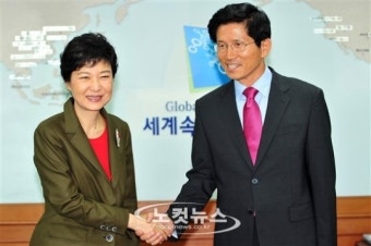 손잡은 박근혜-김문수