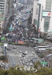 교통마비 된 을지로입구역 교차로