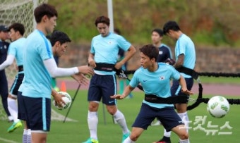 체력 훈련하는 축구 올림픽대표팀