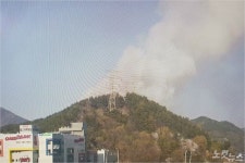 부산 해운대 운봉산 화재 거센 바람 타고 확산 (종합)