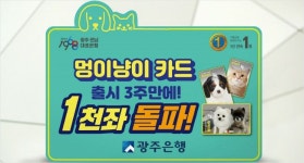 광주은행 멍이냥이카드, 펫팸족 호응으로 1천 좌 돌파