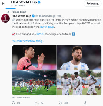 손흥민, 메시와 함께 '얼굴 간판'…FIFA SNS에서 주목